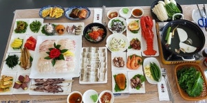 여수맛집 돌산 35년 전통 거북선횟집 하모샤브샤브 주문시 20여 사이드메뉴 제공