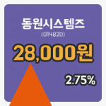 동원시스템즈 3일 28,000원 장종료