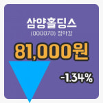 국내증시마감삼양홀딩스 8일 81,000원 장마감주식차트종합복습