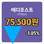 [메디포스트주가] 9일 현재 75,300원