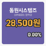 주식마감동원시스템즈 16일 28,500원 장 마쳐주식차트종합