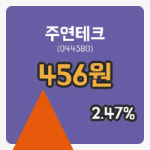 [주연테크주가] 18일 11시 42분 현재 456원