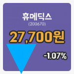 [휴메딕스주가] 18일 이시각 현재  27,700원