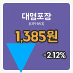 [대영포장주가] 11시 43분 현재 1,385원