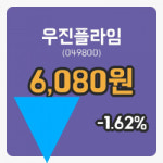 [우진플라임주가] 11시 56분 현재 6,080원