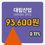 주식마감대림산업 28일 93,600원 마감