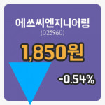 [에쓰씨엔지니어링주가] 4일 이시각 현재  1,850원