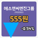 [에스앤씨엔진그룹주가] 12일 이시각 현재  555원
