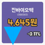[진바이오텍주가] 13일 이시각 현재  4,645원
