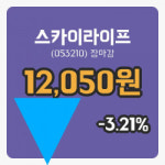 국내주식마감스카이라이프 18일 12,050원 마감