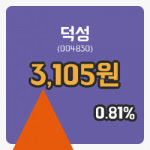 [덕성주가] 29일 이시각 현재  3,105원