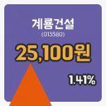 [계룡건설주가] 2일 이시각 현재  25,100원