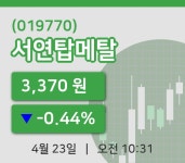 [서연탑메탈주가] 23일 10시 31분 현재 3,370원