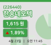 [한송네오텍주가] 11시 45분 현재 1,615원