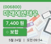 [미래에셋대우주가] 9시 54분 현재 7,400원