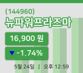 [뉴파워프라즈마주가] 24일 12시 59분 현재 16,900원