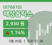 [해성옵틱스주가] 12시 38분 현재 2,930원