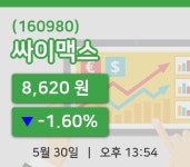 [싸이맥스주가] 30일 이시각 현재  8,620원