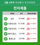 [주간 증시] 6월 1주차 전자제품 업종 주간 증시 : 삼진, 가온미디어, 에이디칩스, 홈캐스트 등 강세