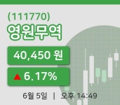 [영원무역주가] 5일 이시각 현재  40,450원