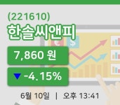 [한솔씨앤피주가] 10일 13시 41분 현재 7,860원
