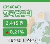 [한국컴퓨터주가] 12시 03분 현재 2,415원