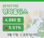 [평화홀딩스주가] 17일 이시각 현재  4,880원