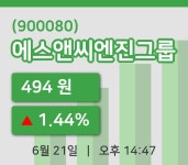 [에스앤씨엔진그룹주가] 21일 이시각 현재  494원