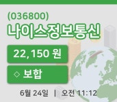 [나이스정보통신주가] 24일 11시 12분 현재 22,150원