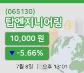 [탑엔지니어링주가] 13시 01분 현재 10,000원