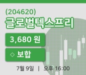 [글로벌텍스프리주가] 9일 16시 00분 현재 3,680원