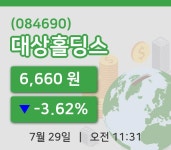 [대상홀딩스주가] 29일 이시각 현재  6,660원