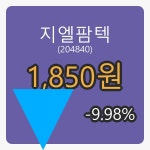 지엘팜텍장종주가 1,850원 전일비 -9.98퍼센트 변동..