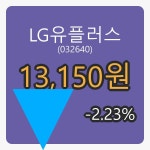 LG유플러스장종주가 13,150원 -2.23프로 등락..