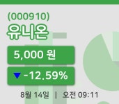 [유니온주가] 14일 이시각 현재  5,000원