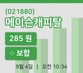 [메이슨캐피탈주가] 4일 이시각 현재  285원