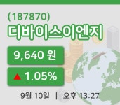 [디바이스이엔지주가] 13시 27분 현재 9,640원