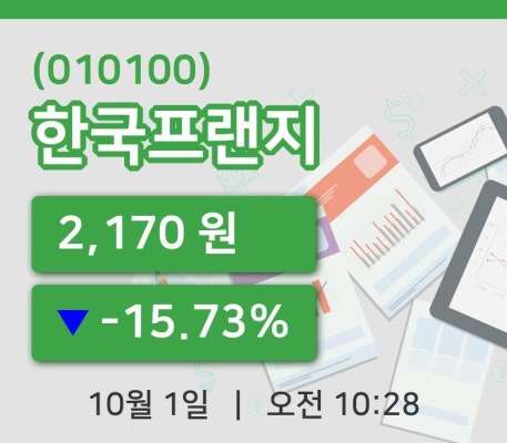 [한국프랜지주가] 1일 이시각 현재  2,170원 | 포토뉴스