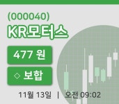 케이비엔모터스 | [KR모터스주가] 13일 9시 02분 현재 477원