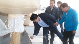 맹정호 서산시장, 산물벼 매입 현장 찾아