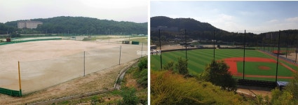 천안생활체육 야구장…맨땅구장 오명 벗고 인조잔디구장 탈바꿈