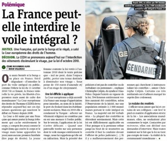 '히잡 금지법' 거부한다.. 프랑스 여성 유럽인권법원에서 일인시위
