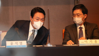 [포토] 윤석열 대선후보, 관훈클럽 초청 토론회 참석