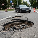 국민건강보험공단, 봄철 도로 위 포트홀 주의보...안전운전으로 사고 예방 필요