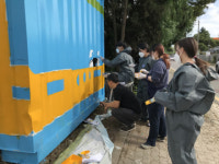 경산시자원봉사센터 대학생 재능기부 벽화 그리기 분위기 조성