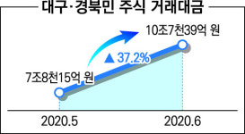 대구경북민 주식 거래대금 10조 넘어..2018년이후 최대치.. 한달전보다는 38%↑
