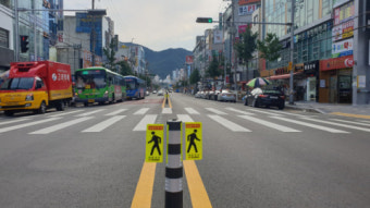 경산경찰서,횡단보도 포인트존 부착 보행자 사고예방