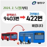 광진구, 9403번 광역버스 422번 간선버스로... 이용요금 절반