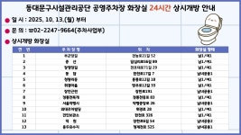 동대문공단, 공영주차장 13개소 화장실 24시간 상시 개방