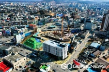 제천 옛 동명초 부지 내 건립중인 세명대 상생캠퍼스 마무리 한창